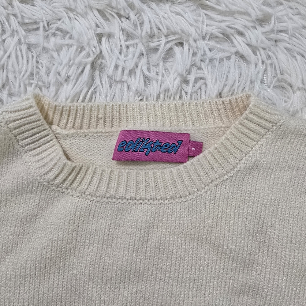 Edikted Red Racecar Cream Knit Sweater - Picture 3 of 3